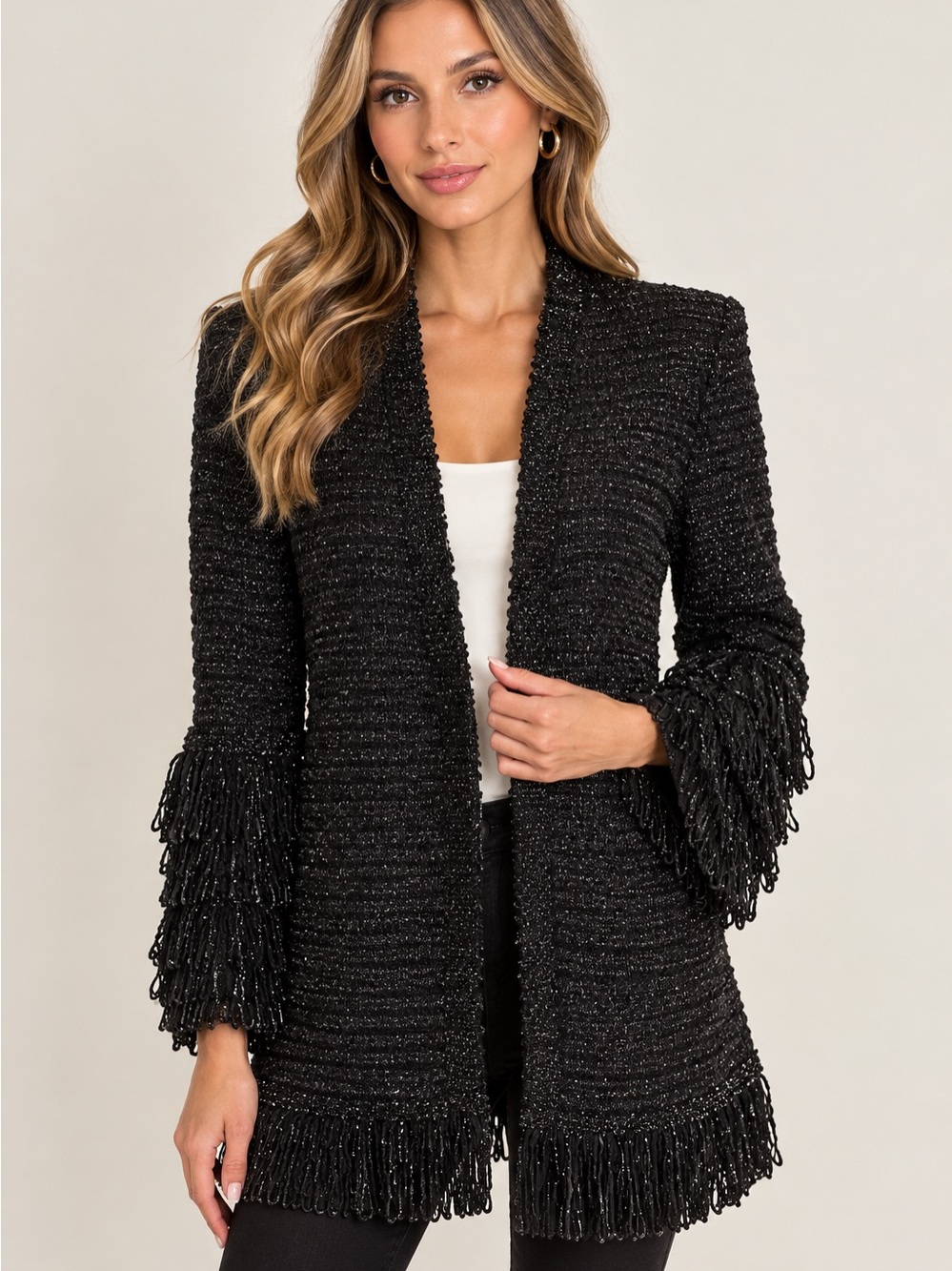 Missoni Black Fringed Sweater /Cardigan